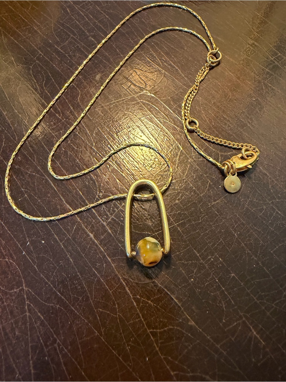 Madewell Gold-Tone Necklace with Amber Marble Bead